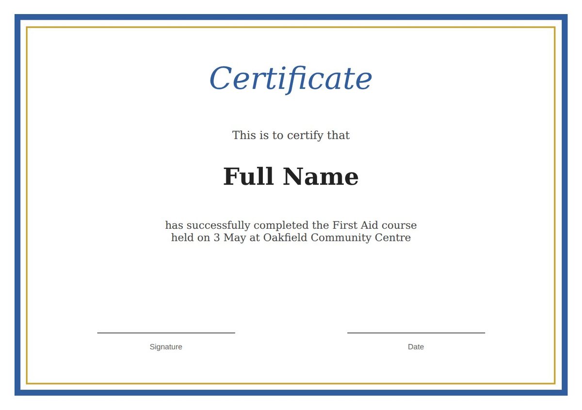 A certificate of achievement